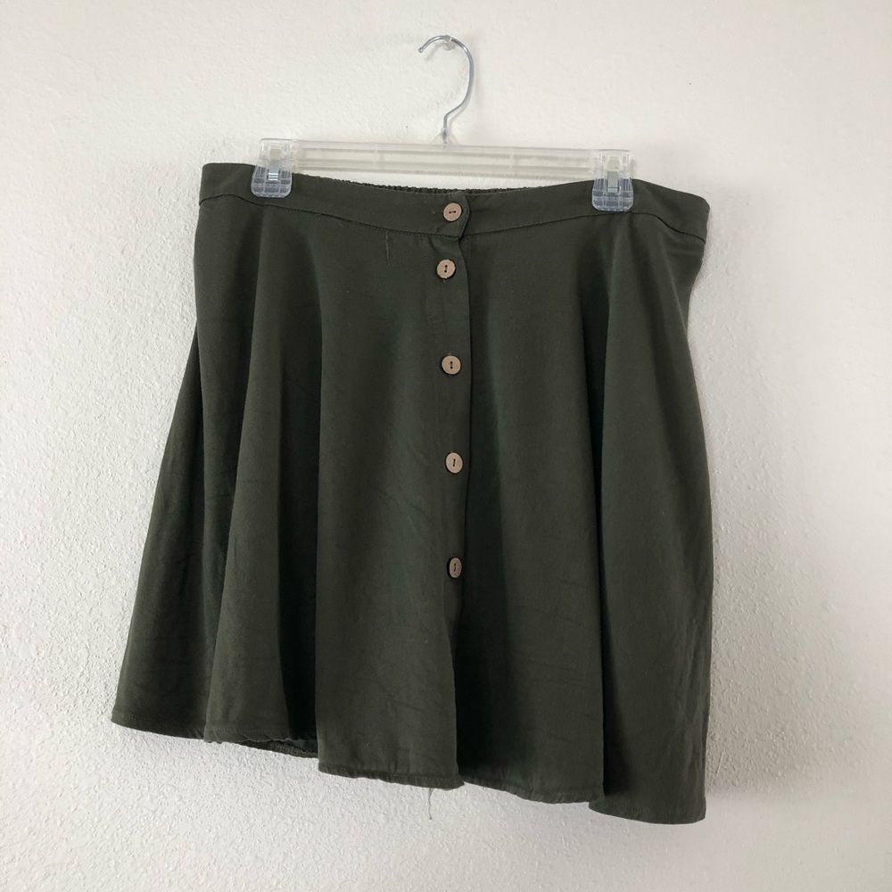 Maurices Olive Green Button-Front Midi Skirt